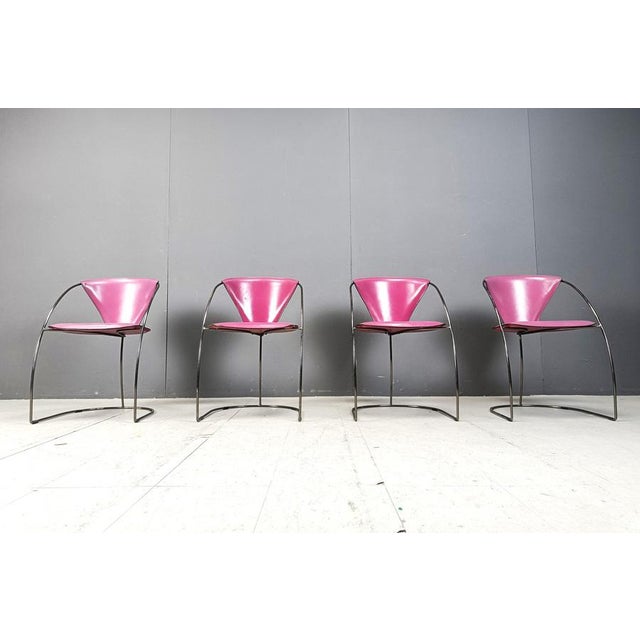 1980s Vintage Pink Linda Dining Chairs from Arrben, 1980s, Set of 4 For Sale - Image 5 of 13