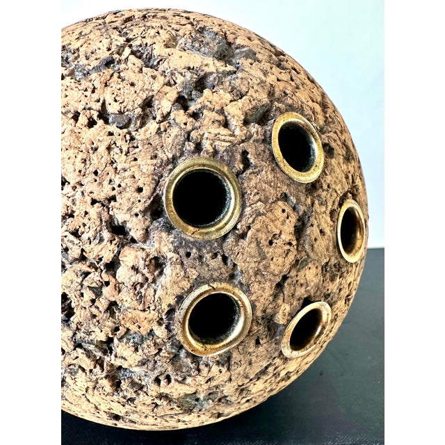 Mid Century Cork Ball Desk Organizer, MCM Rotating Pen Holder For Sale - Image 4 of 7