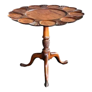 English George III Hand Carved Walnut Tripod Tilt-Top Supper/Tea Table