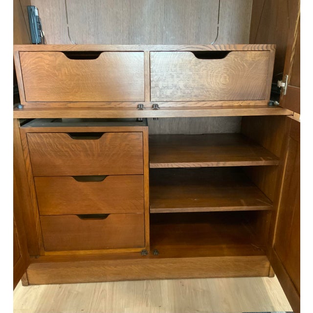 L. & J.G. Stickley, Inc. Stickley Oak Entertainment Center For Sale - Image 4 of 8