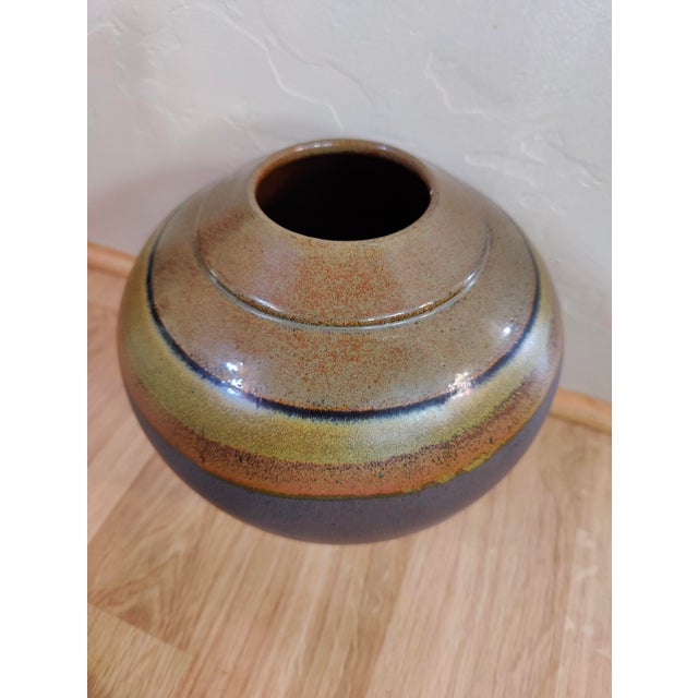 Vintage Mid Century Studio Art Pottery Vase Signed Sb For Sale - Image 9 of 13