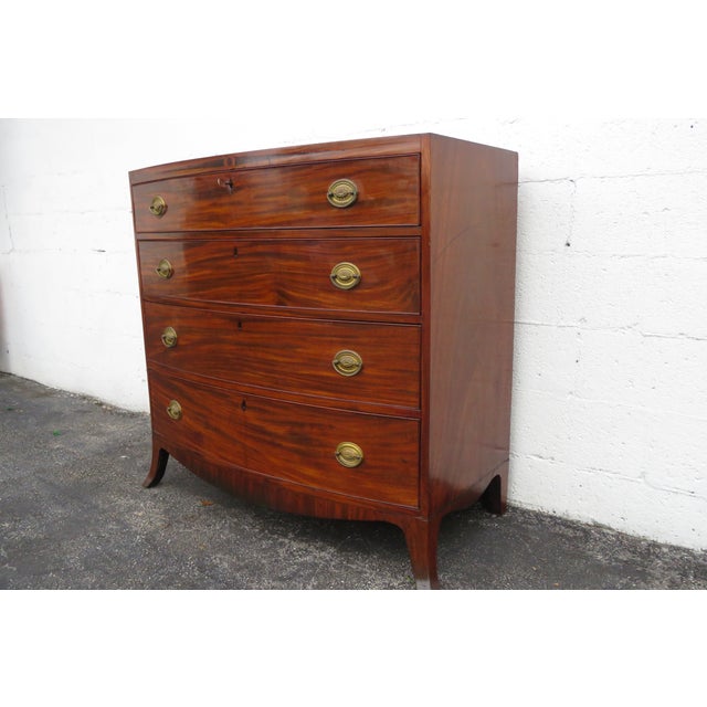 Hepplewhite 1800s Mahogany Inlay Bow Front Dresser Bathroom Vanity Chairish
