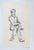 Mid century pen and ink on paper seated figure drawing. Unsigned. Unframed, age toning, scattered spots.