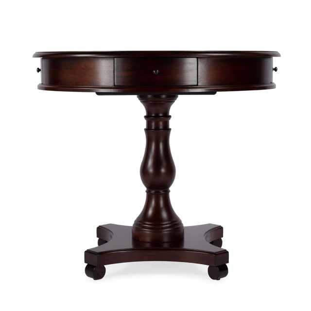 2020s Fredrik 34 in. W Round Wood Pedestal Base Game table, Cherry For Sale - Image 5 of 8