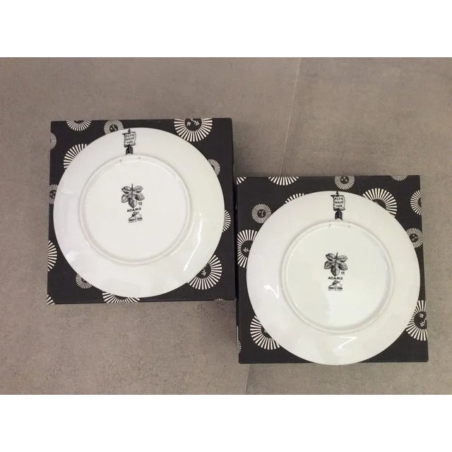 Black Adamo Plate Set by Piero Fornasetti, 1980s, Set of 12 For Sale - Image 8 of 9
