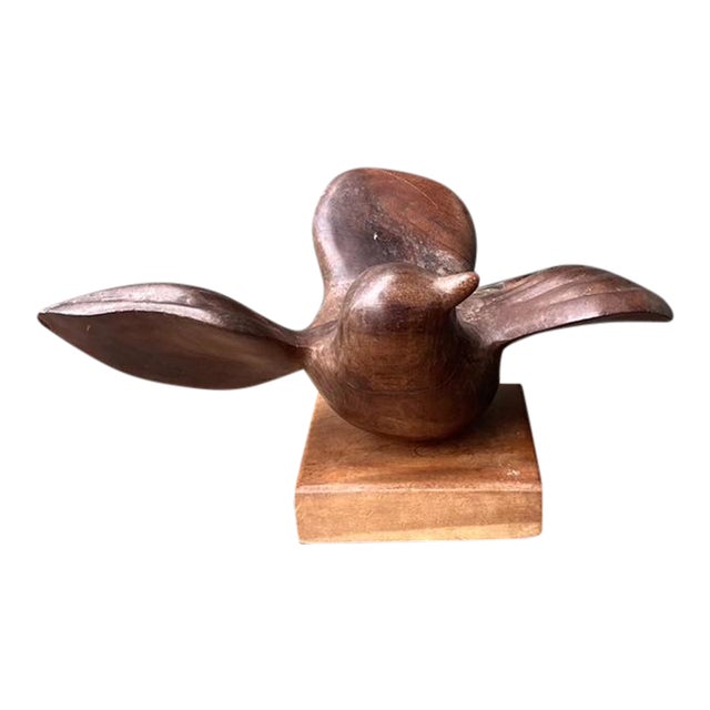 Vintage Carved Wood Bird Sculpture For Sale