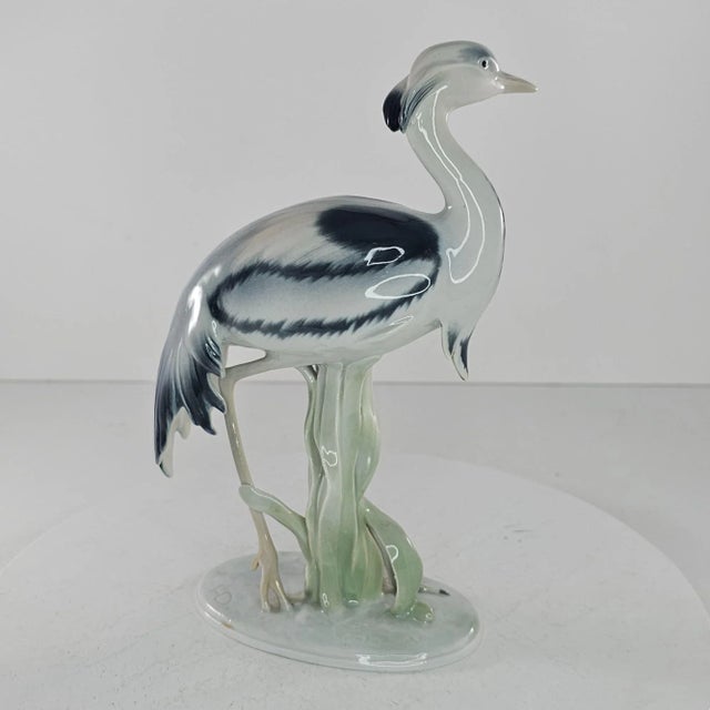 Mid 20th Century Vintage Kunstporzellane Metzler & Ortloff Heron Crane Bird Figurine Germany For Sale In Tulsa - Image 6 of 7