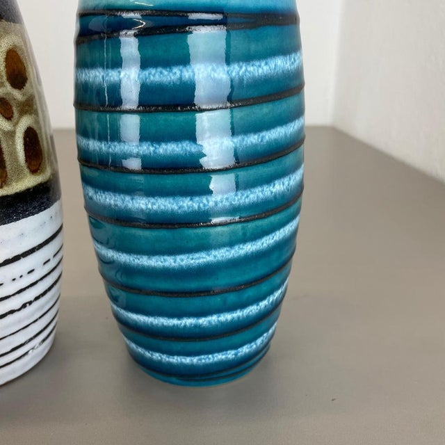 Pop Art Pottery Fat Lava Vases attributed to Scheurich, Germany, 1950s, Set of 2 For Sale - Image 12 of 18