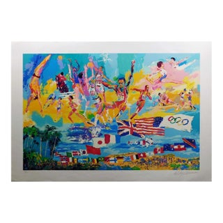 LeRoy Neiman "American Gold" Hand Signed & # Serigraph Sports Olympic Unframed For Sale