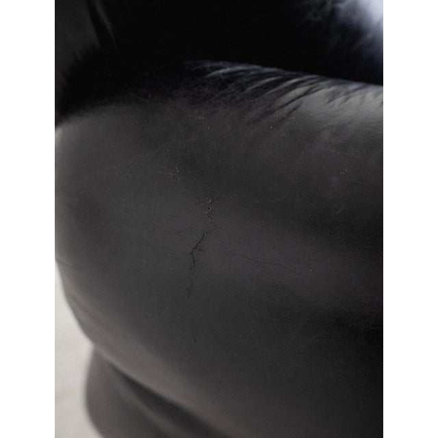 Space Age Overstuffed Leather Lounge Chair For Sale - Image 9 of 13