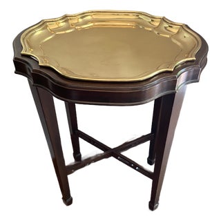 1990s Ethan Allen Brass Tray Table For Sale