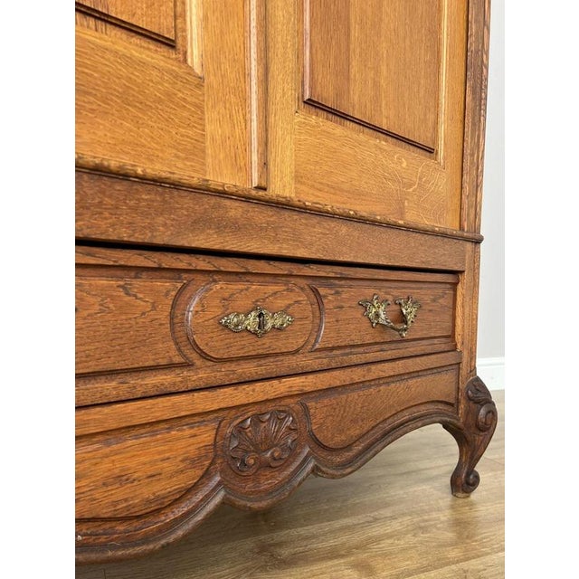 Antique French Carved Oak 2-Door Wardrobe For Sale - Image 11 of 14