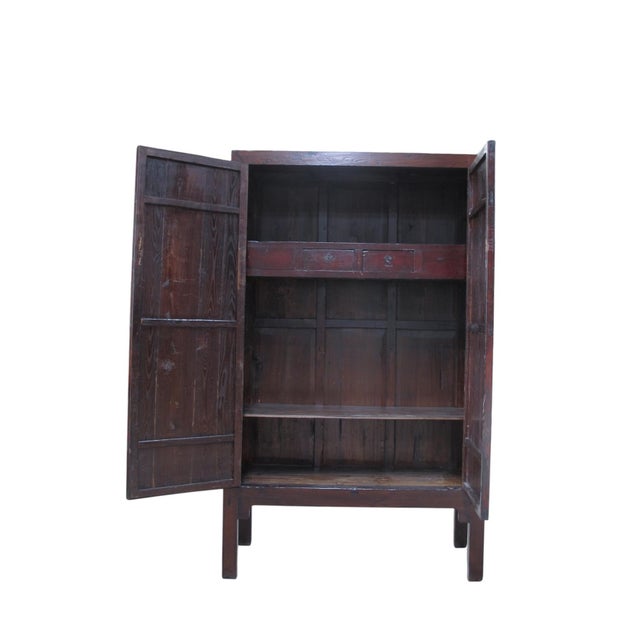 Brown Large 87" Tall Antique Chinese Cabinet W 2 Shelves For Sale - Image 8 of 10