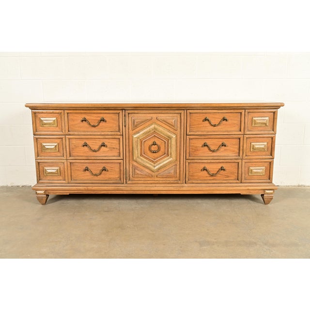Thomasville Spanish Mediterranean Pecan Wood Triple Dresser or Credenza, 1960s For Sale - Image 16 of 16
