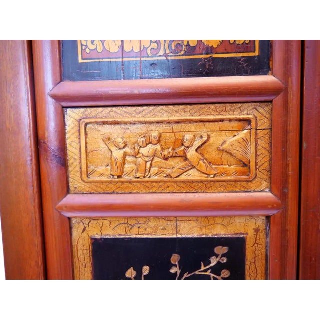 Hand Painted Red / Gilt Wood Chinoiserie Decorated Cabinet For Sale - Image 11 of 13