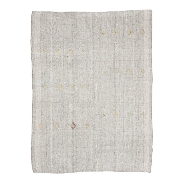 Vintage Large Modern Gray Kilim Rug For Sale