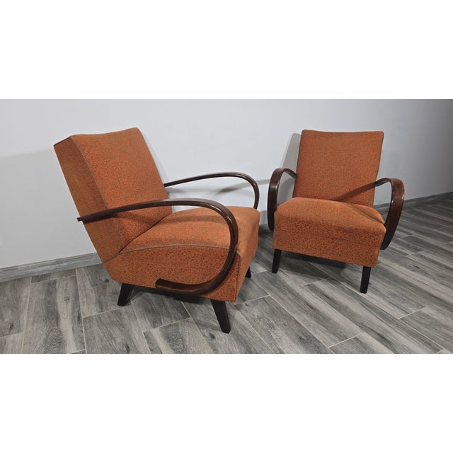 Textile Vintage Armchairs from Jindrich Halabala, 1940s, Set of 2 For Sale - Image 7 of 14