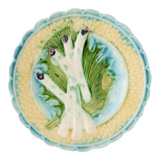 Antique French Majolica Asparagus Plate For Sale