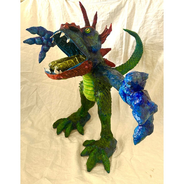 Paper Whimsical Paper Mache' Dragon Sculpture by Artist James C. Osterberg For Sale - Image 7 of 11
