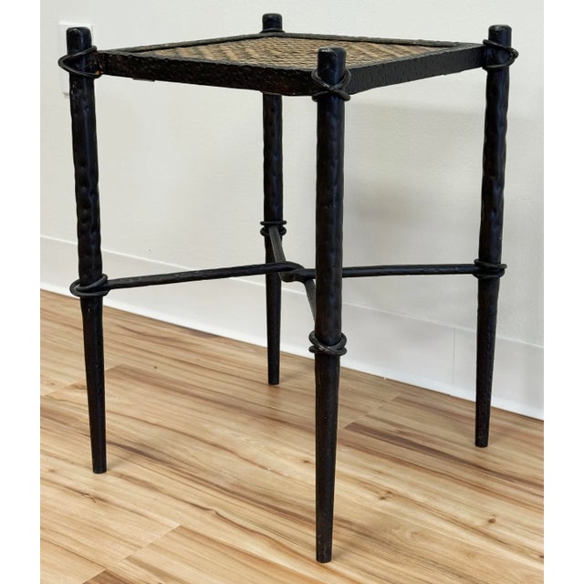 Mid 20th Century Vintage Hammered Cast Iron Woven Top Table For Sale - Image 5 of 8