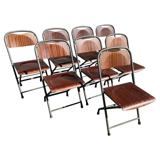 Metal Mid-Century Danish Foldable Chairs in Teak and Metal, 1970s, Set of 8 For Sale - Image 7 of 7