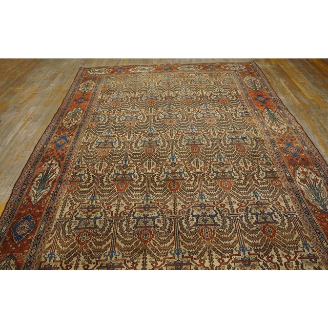 Traditional Traditional Ivory Background Color & Red-Rust Border Allover Pattern Antique Persian Bibikabad Galley Rug For Sale - Image 3 of 12