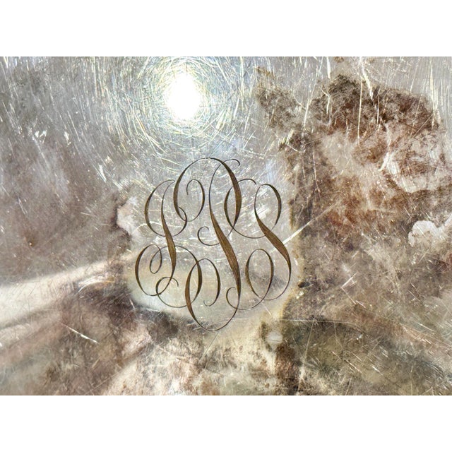 Traditional Vintage Large Silverplate Serving Tray For Sale - Image 3 of 5