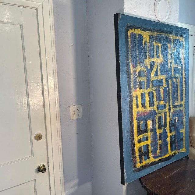 John Frates “Distance Lights” Mid Century Modern Abstract , COA,Hang Multi-Directional, 48x36”x1 1/2in., #1708 For Sale - Image 9 of 11