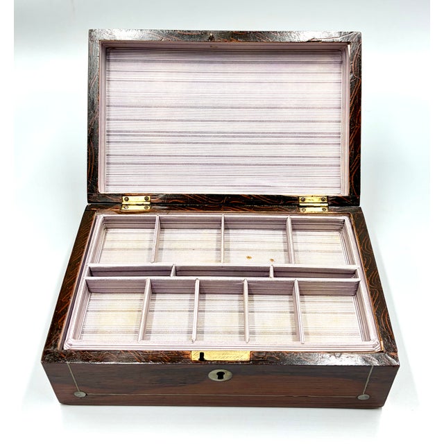 Brown Antique 19th Century English Rosewood & Mother of Pearl Inlay Box For Sale - Image 8 of 15
