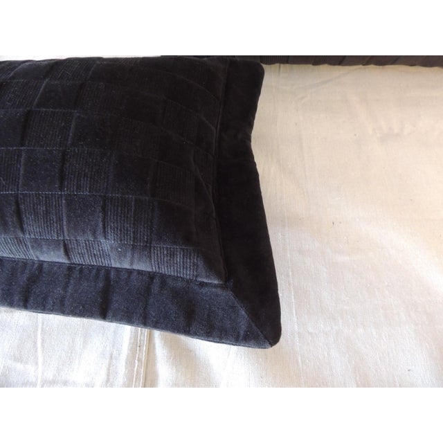 Black Check-Pattern Velvet Decorative Lumbar Pillows From Portugal - Set of 2 For Sale In Tampa - Image 6 of 7
