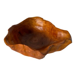 Vintage Organic Burl Wood Freeform Hand Carved Maple Wood Bowl For Sale