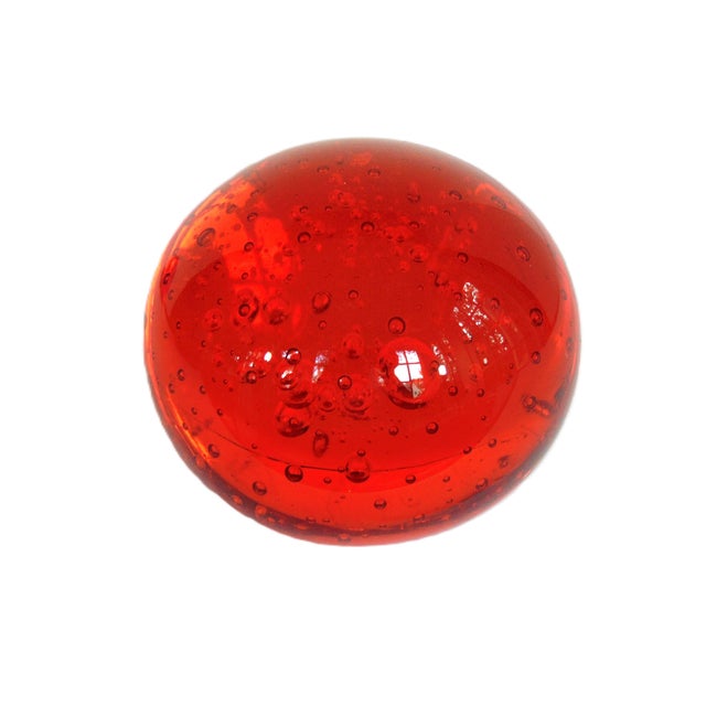 2000 - 2009 Handblown Red Glass Paperweight 3" For Sale - Image 5 of 6