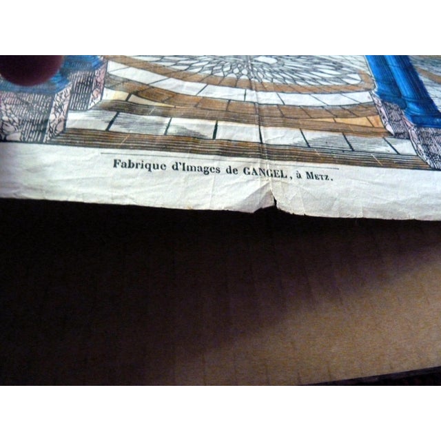 Mid 19th Century 1850s Napoleon III Era 20" X 16" French Toy Theater Backdrop, Gangel, Colportage Stamp For Sale - Image 5 of 8