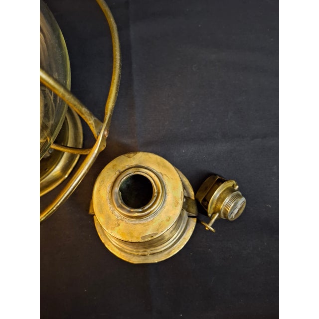 Brass Antique Brass Onion Globe Ship Marine Lantern Sherwoods Burner C. 1870s Matthew J King Provenanceer For Sale - Image 8 of 17