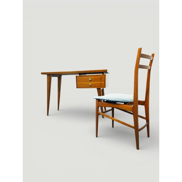 1950s Mid-Century Italian Desk and Chair with Suspended Bookcase in the style of Gio Ponti, 1950, Set of 3 For Sale - Image 5 of 18