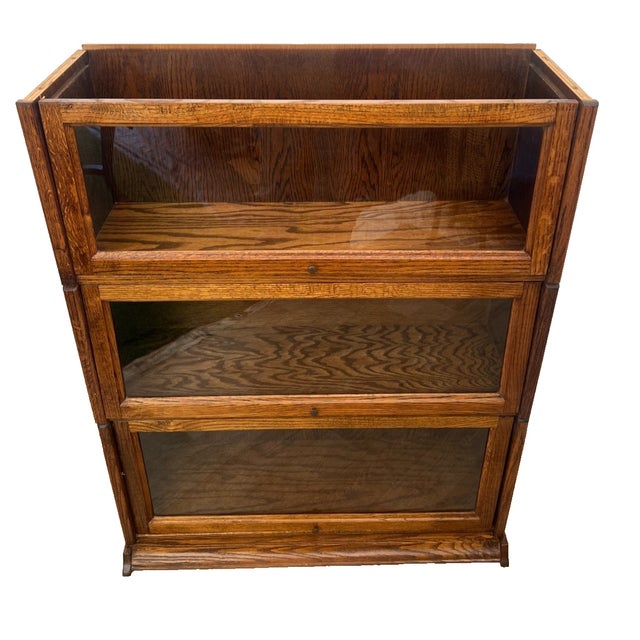 1980s Vintage Sectional Bookcase Lawyer Barrister Storage Case Four Stacking Shelves For Sale - Image 5 of 15