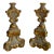 Pair of Italian-Style Gray and Gilt Scrollwork Candlesticks For Sale