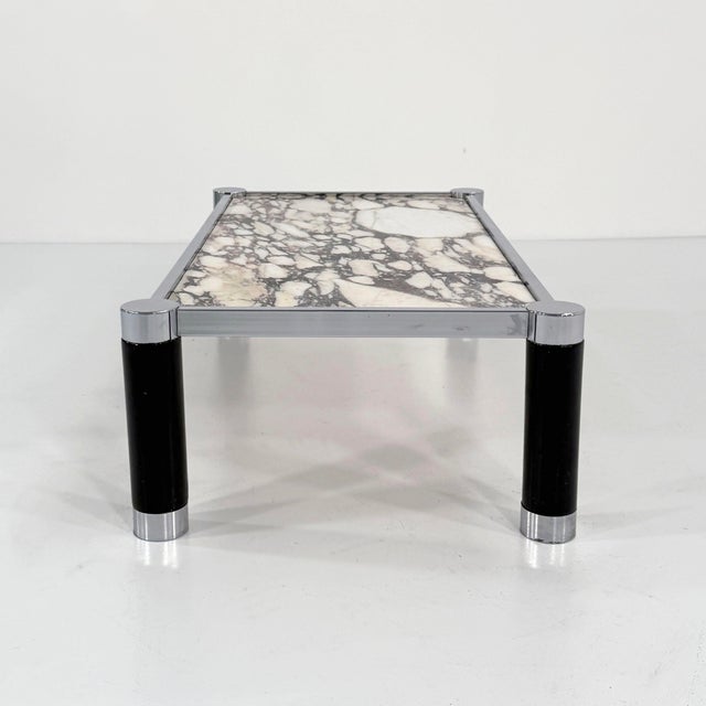 Postmodern Coffee Table with Calacatta Violetta Marble, 1980s For Sale - Image 3 of 9