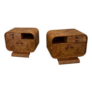 Art Deco Bedside Tables, Former Czechoslovakia, 1930s, Set of 2 For Sale