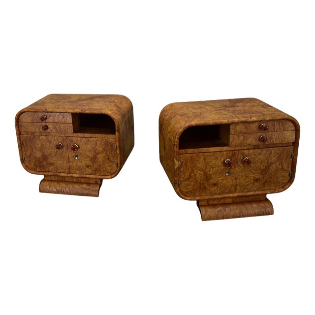 Art Deco Bedside Tables, Former Czechoslovakia, 1930s, Set of 2 For Sale
