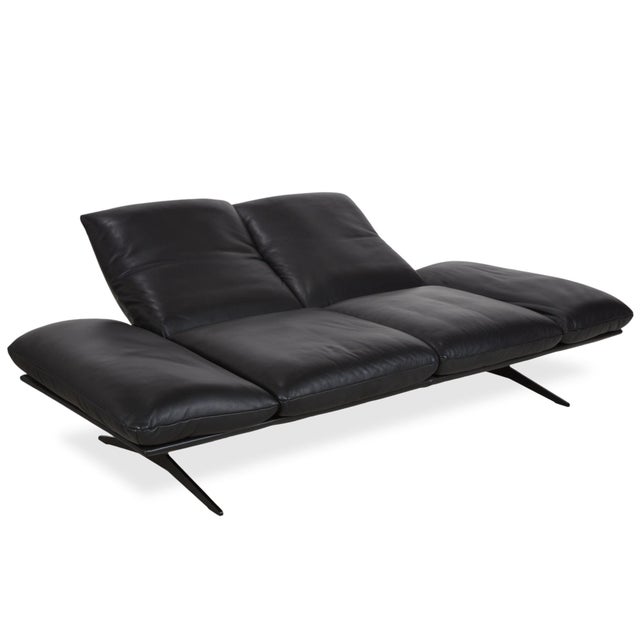 Francis Leather Two-Seater Black Manual Function Sofa from Koinor For Sale - Image 6 of 18