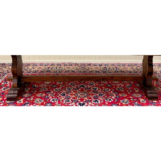 Antique French Country Farm Dining Table Farmhouse Trestle Base Oak c.1890s For Sale - Image 9 of 18