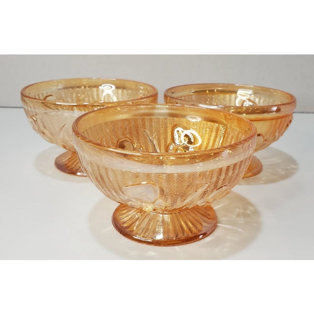 1960s 1960s Jeanette Iris Iridescent Flora Gold Sherbert Set of 3 For Sale - Image 5 of 7