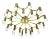 Gigantic Brass 24 Bulb Flush Mount Ceiling Light in the style of Stilnovo, Italy, 1960s For Sale
