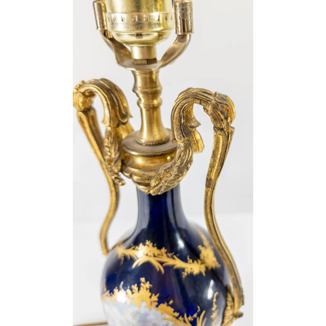 Gold 19th Century French Sevres Porcelain Table Lamp Vase With Bronze Mounts For Sale - Image 8 of 12