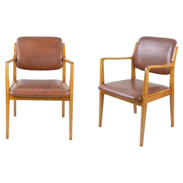 Vintage Italian Chairs in Mahogany Wood and Leather, 1950s, Set of 2 For Sale - Image 10 of 10