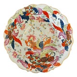 1970s Large Scalloped Chinese Export Tobacco Leaf Porcelain Statement Centerpiece Bowl For Sale