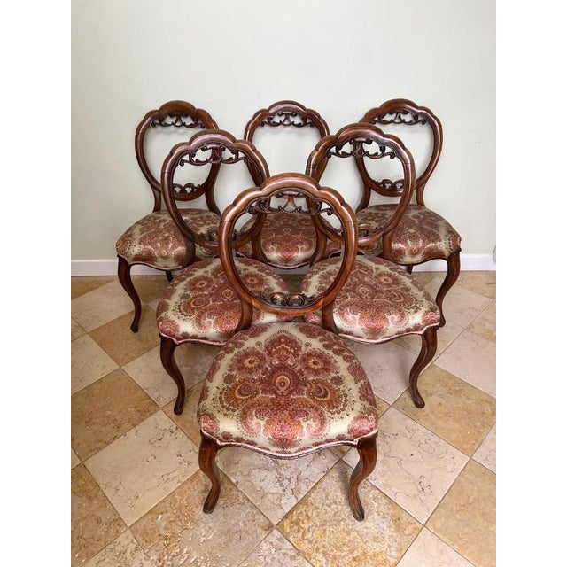 Victorian Carved Walnut Dining Chairs, Set of 6 For Sale - Image 6 of 8