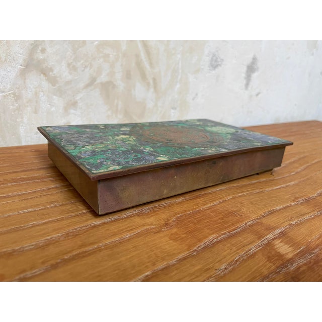 1960s Vintage Mexican Modern Los Castillo Mixed Metal and Stone Box For Sale - Image 5 of 12