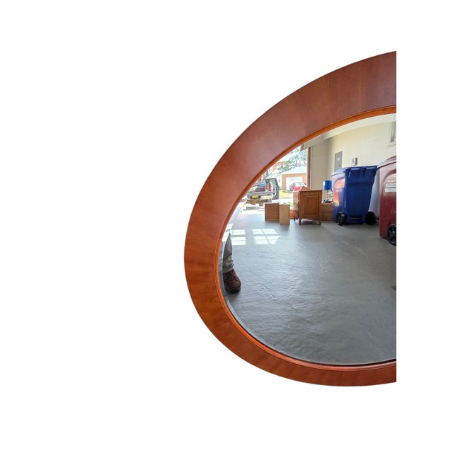 Ethan Allen Ethan Allen Avenue Collection Round Cherry Wood Beveled Wall Mirror Console For Sale - Image 4 of 11